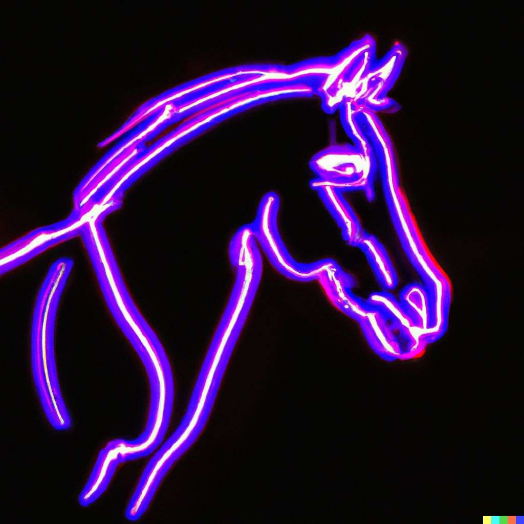 a horse, neon art